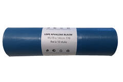 Afvalzak LDPE (gerecycled) 65/25x140cm T70 blauw 10x10rol 100st/doos (240ltr Kliko)